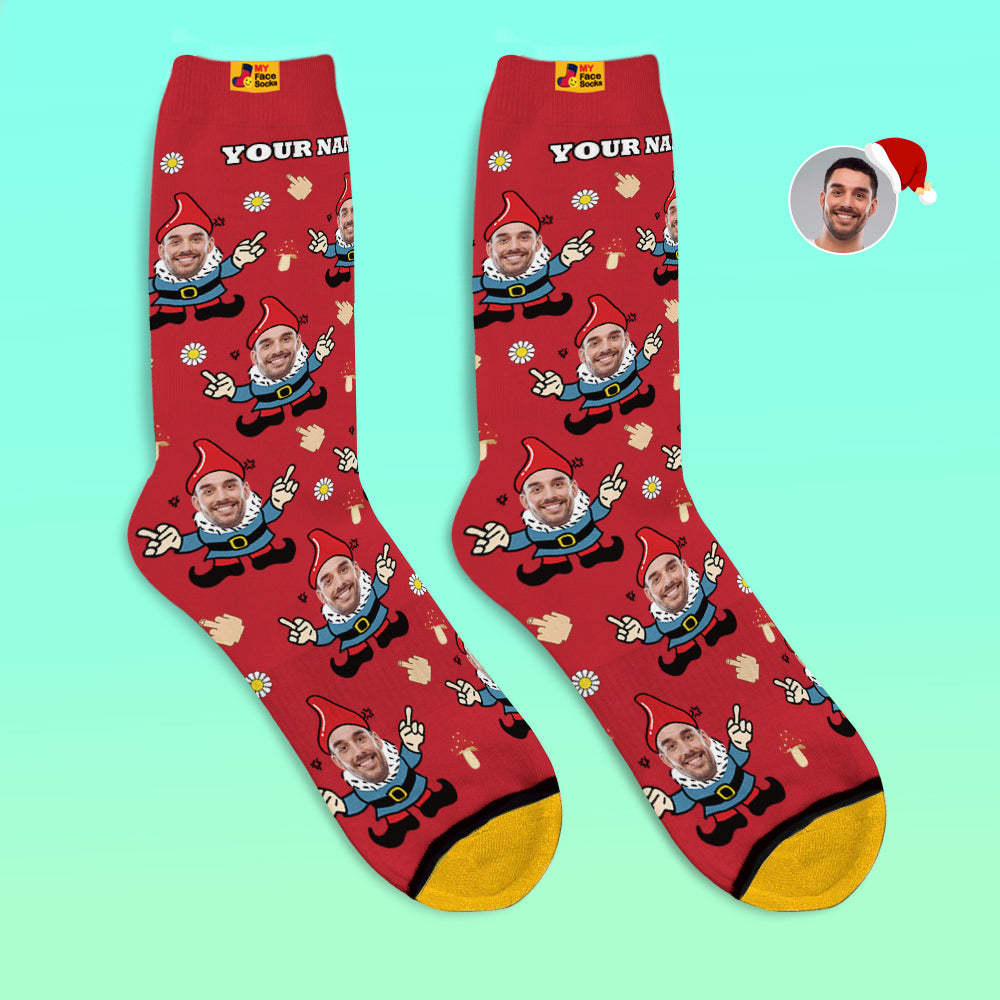 Regalos De Navidad, Calcetines Impresos Digitales 3d Personalizados My Face Socks Agregar Imágenes Y Nombrar A Gnome - MyFaceSocksES