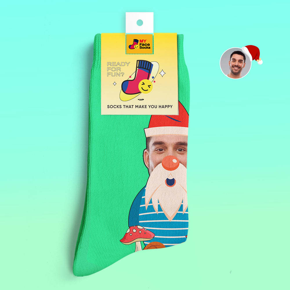 Regalos De Navidad, Calcetines Impresos Digitales 3d Personalizados My Face Socks Agregar Imágenes Y Nombrar Setas De Gnomo De Navidad - MyFaceSocksES
