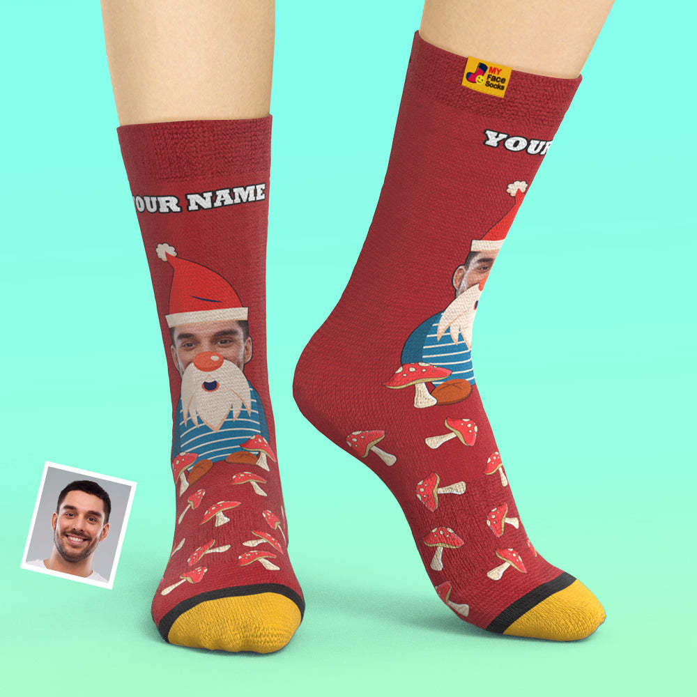 Regalos De Navidad, Calcetines Impresos Digitales 3d Personalizados My Face Socks Agregar Imágenes Y Nombrar Setas De Gnomo De Navidad - MyFaceSocksES