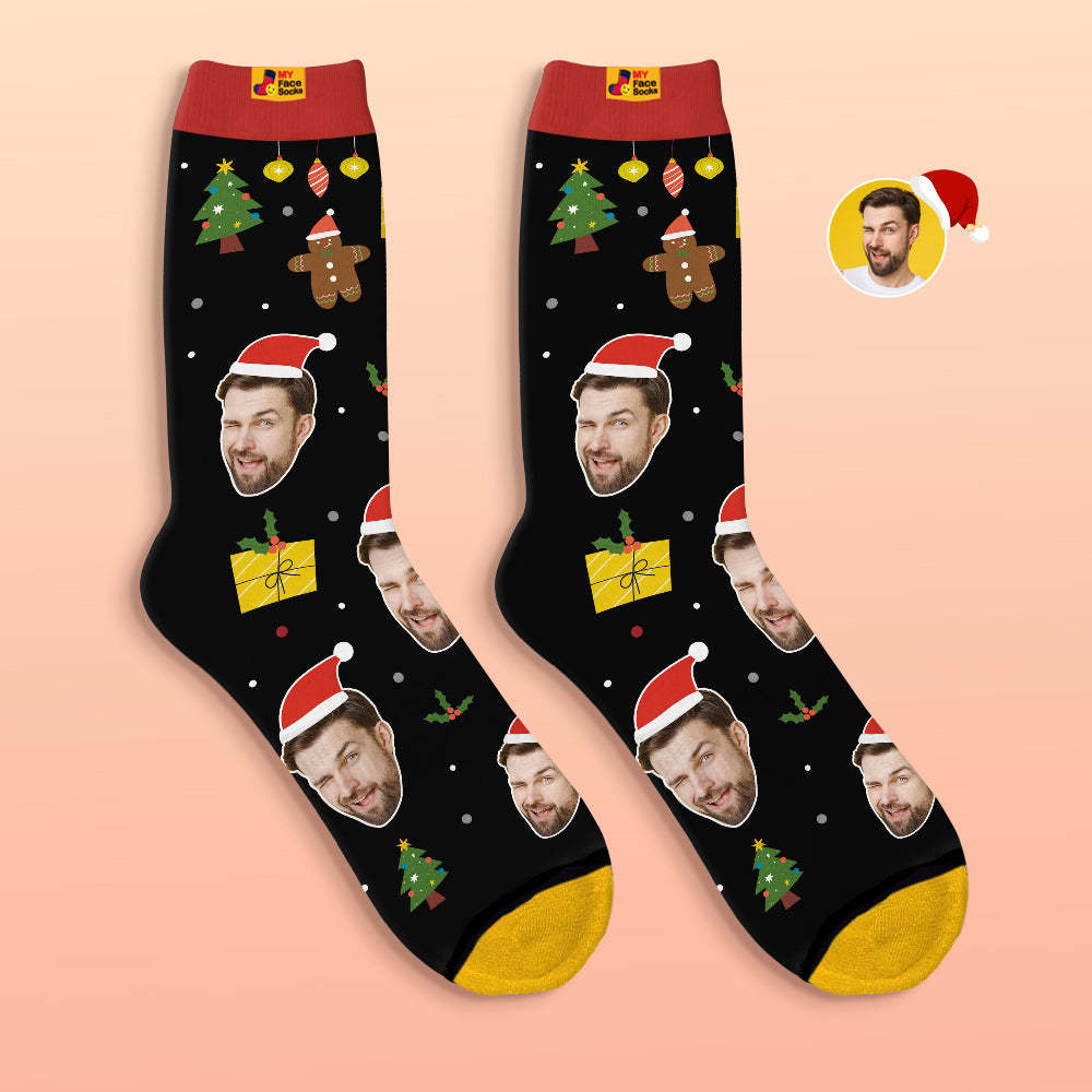 Calcetines Impresos Digitales 3d Personalizados Sombreros De Papá Noel Regalo De Navidad - MyFaceSocksES