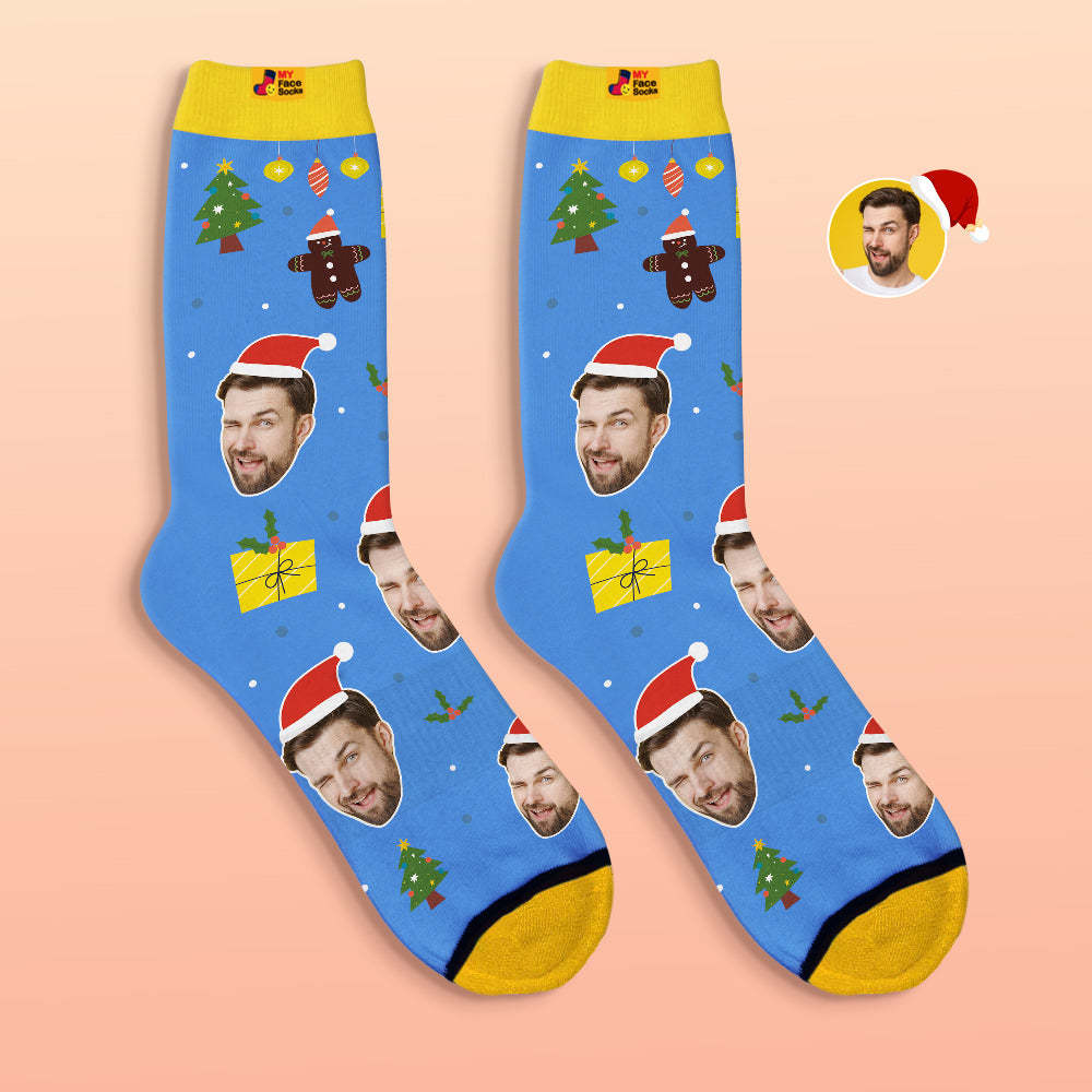 Calcetines Impresos Digitales 3d Personalizados Sombreros De Papá Noel Regalo De Navidad - MyFaceSocksES