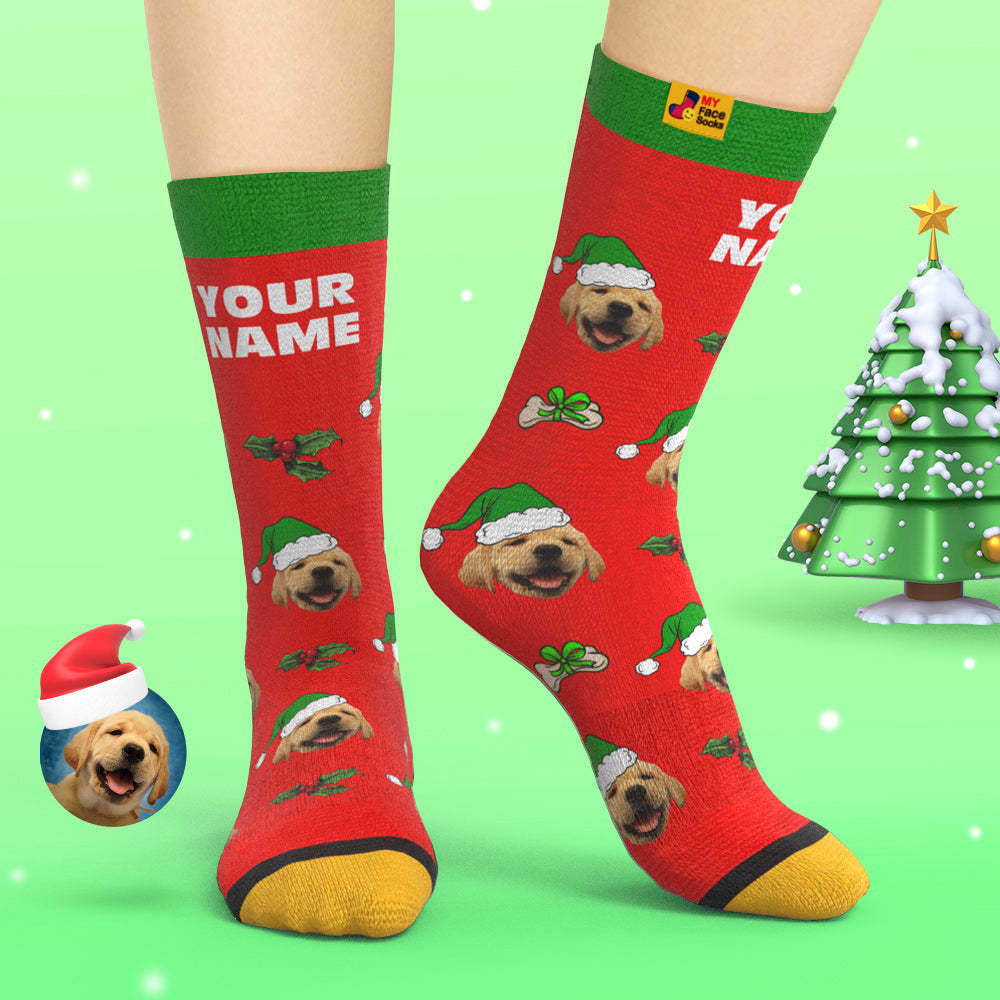 Calcetines Impresos Digitales Personalizados En 3d Calcetines Lindos De La Cara Del Animal Doméstico Regalo De Navidad - MyFaceSocksES