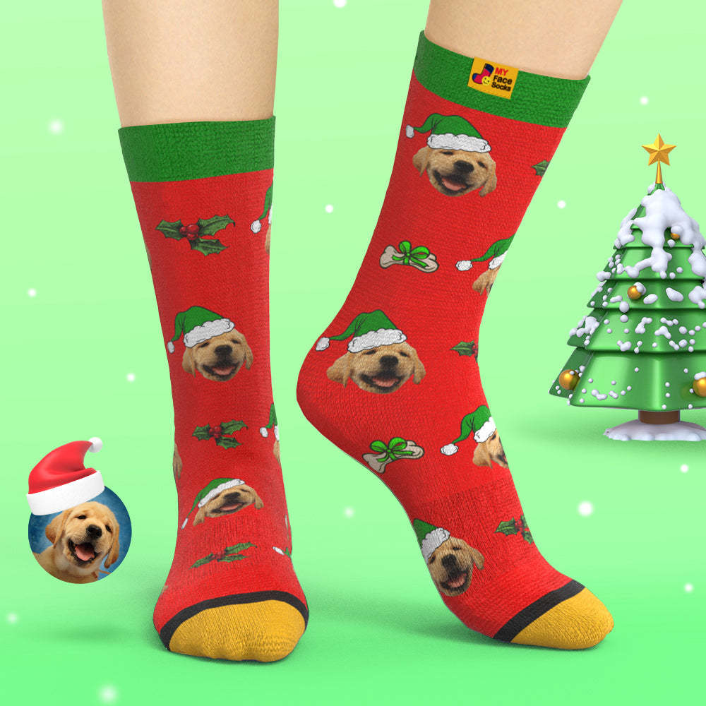 Calcetines Impresos Digitales Personalizados En 3d Calcetines Lindos De La Cara Del Animal Doméstico Regalo De Navidad - MyFaceSocksES