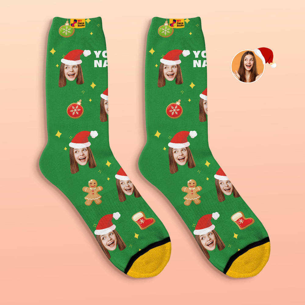 Personalizado 3d Digital Impreso Calcetines Árbol De Navidad Decoración Cara Calcetines Divertido Regalo De Navidad - MyFaceSocksES