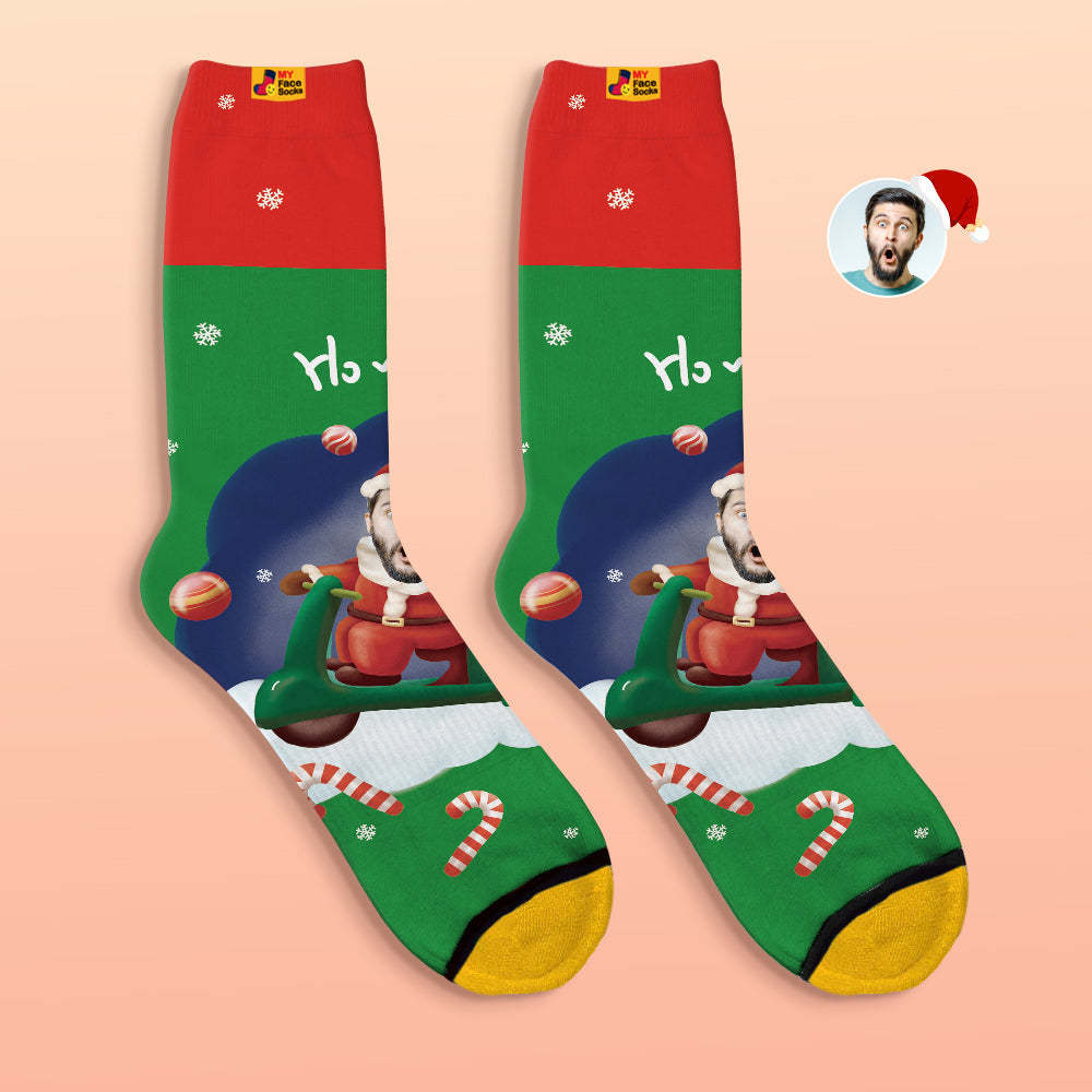 Calcetines Impresos Digitales 3d Personalizados Sombreros De Papá Noel Calcetines De Regalo De Navidad Ho Ho - MyFaceSocksES