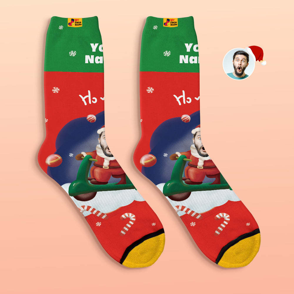 Calcetines Impresos Digitales 3d Personalizados Sombreros De Papá Noel Calcetines De Regalo De Navidad Ho Ho - MyFaceSocksES