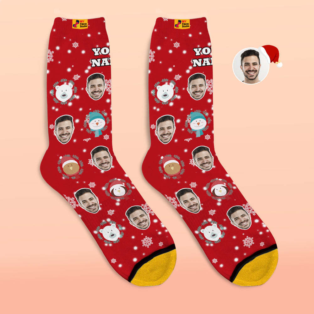 Calcetines Impresos Digitales 3d Personalizados Calcetines De Regalo De Navidad Elf Doll - MyFaceSocksES