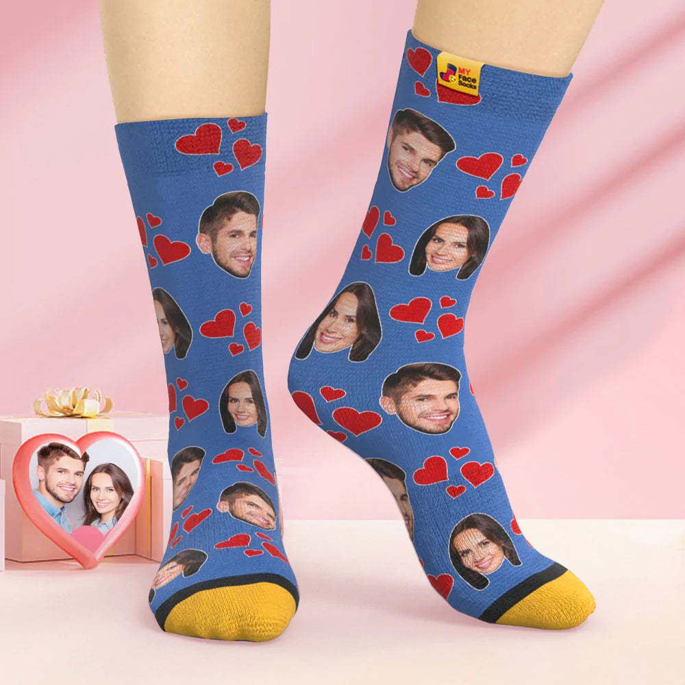 Calcetines Impresos Digitales Personalizados En 3d Regalo Del Día De San Valentín My Heart Face Socks - MyFaceSocksES