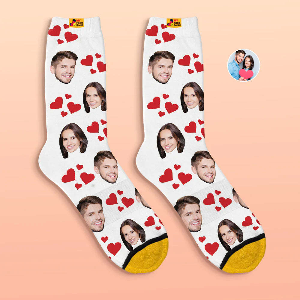 Calcetines Impresos Digitales Personalizados En 3d Regalo Del Día De San Valentín My Heart Face Socks - MyFaceSocksES