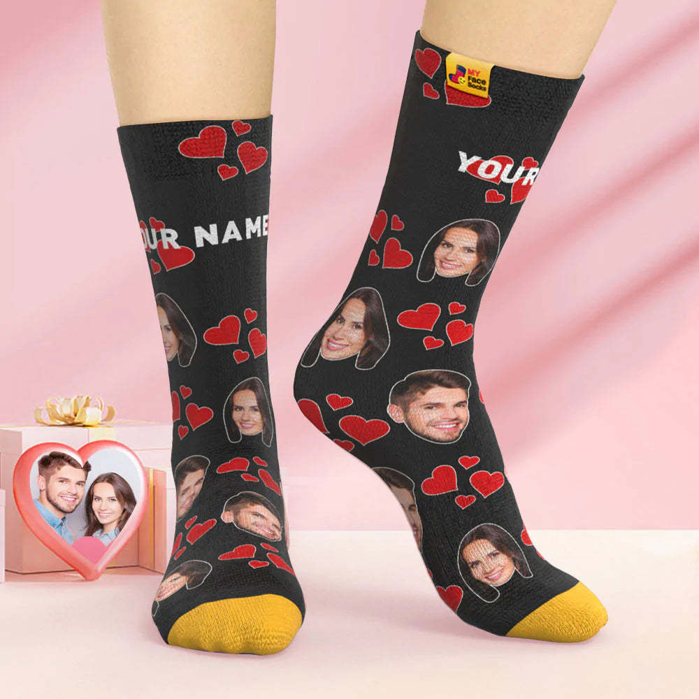 Calcetines Impresos Digitales Personalizados En 3d Regalo Del Día De San Valentín My Heart Face Socks - MyFaceSocksES