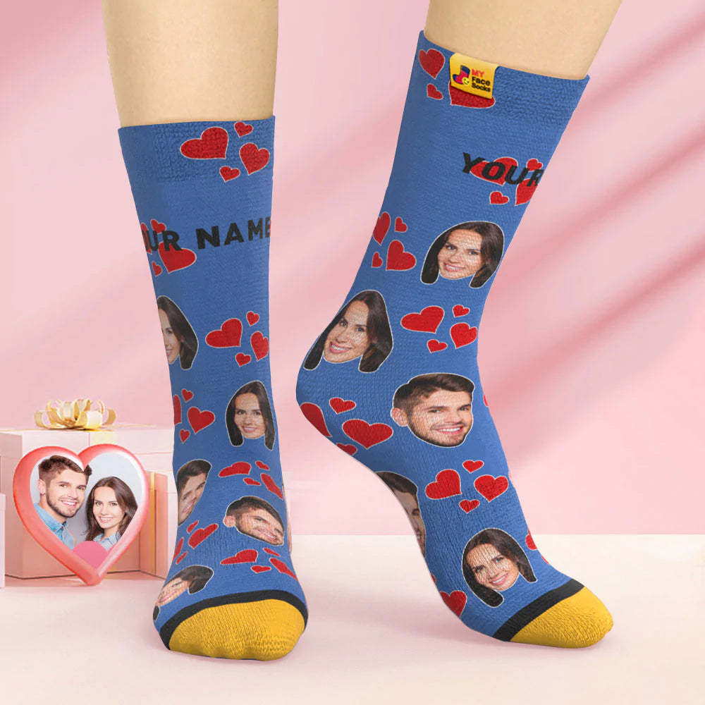 Calcetines Impresos Digitales Personalizados En 3d Regalo Del Día De San Valentín My Heart Face Socks - MyFaceSocksES