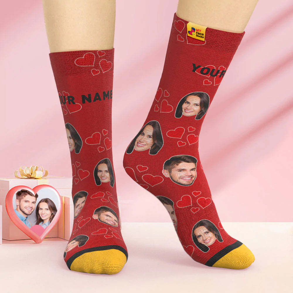 Calcetines Impresos Digitales Personalizados En 3d Regalo Del Día De San Valentín My Heart Face Socks - MyFaceSocksES