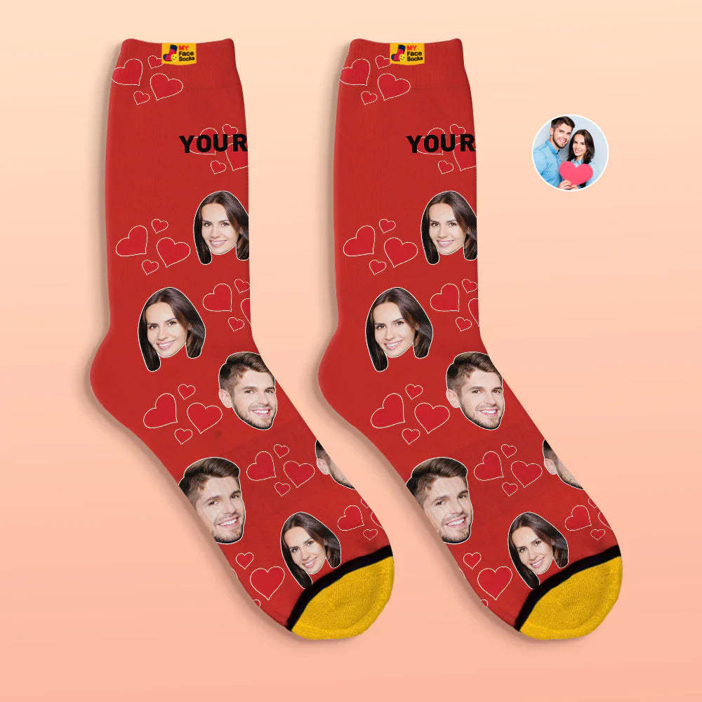 Calcetines Impresos Digitales Personalizados En 3d Regalo Del Día De San Valentín My Heart Face Socks - MyFaceSocksES