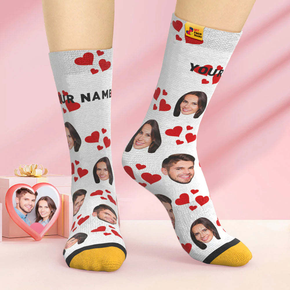 Calcetines Impresos Digitales Personalizados En 3d Regalo Del Día De San Valentín My Heart Face Socks - MyFaceSocksES