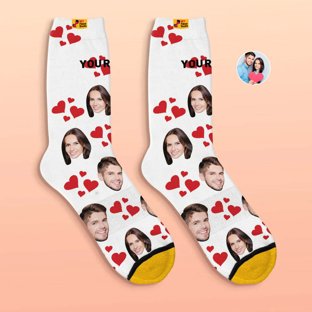 Calcetines Impresos Digitales Personalizados En 3d Regalo Del Día De San Valentín My Heart Face Socks - MyFaceSocksES