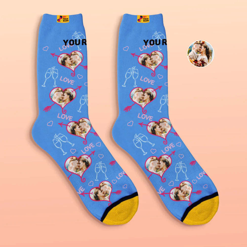 Calcetines Impresos Digitales Personalizados En 3d Regalo Del Día De San Valentín Amor Corazón Cara Calcetines - MyFaceSocksES