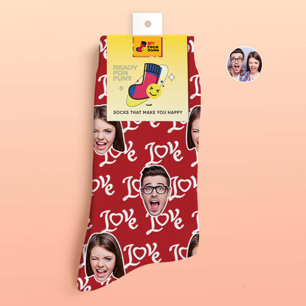 Calcetines Impresos Digitales 3d Personalizados Regalos Del Día De San Valentín Muestre Sus Calcetines De Cara De Cara De Amor - MyFaceSocksES