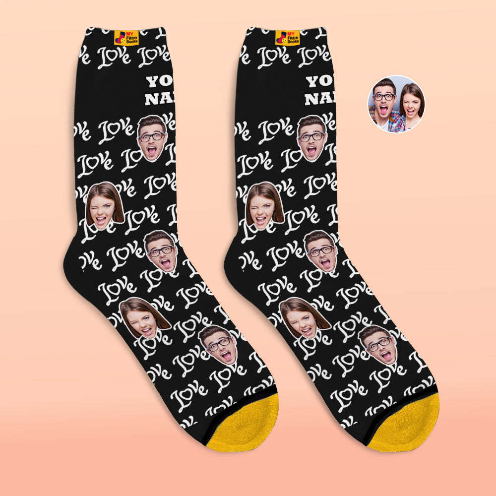 Calcetines Impresos Digitales 3d Personalizados Regalos Del Día De San Valentín Muestre Sus Calcetines De Cara De Cara De Amor - MyFaceSocksES