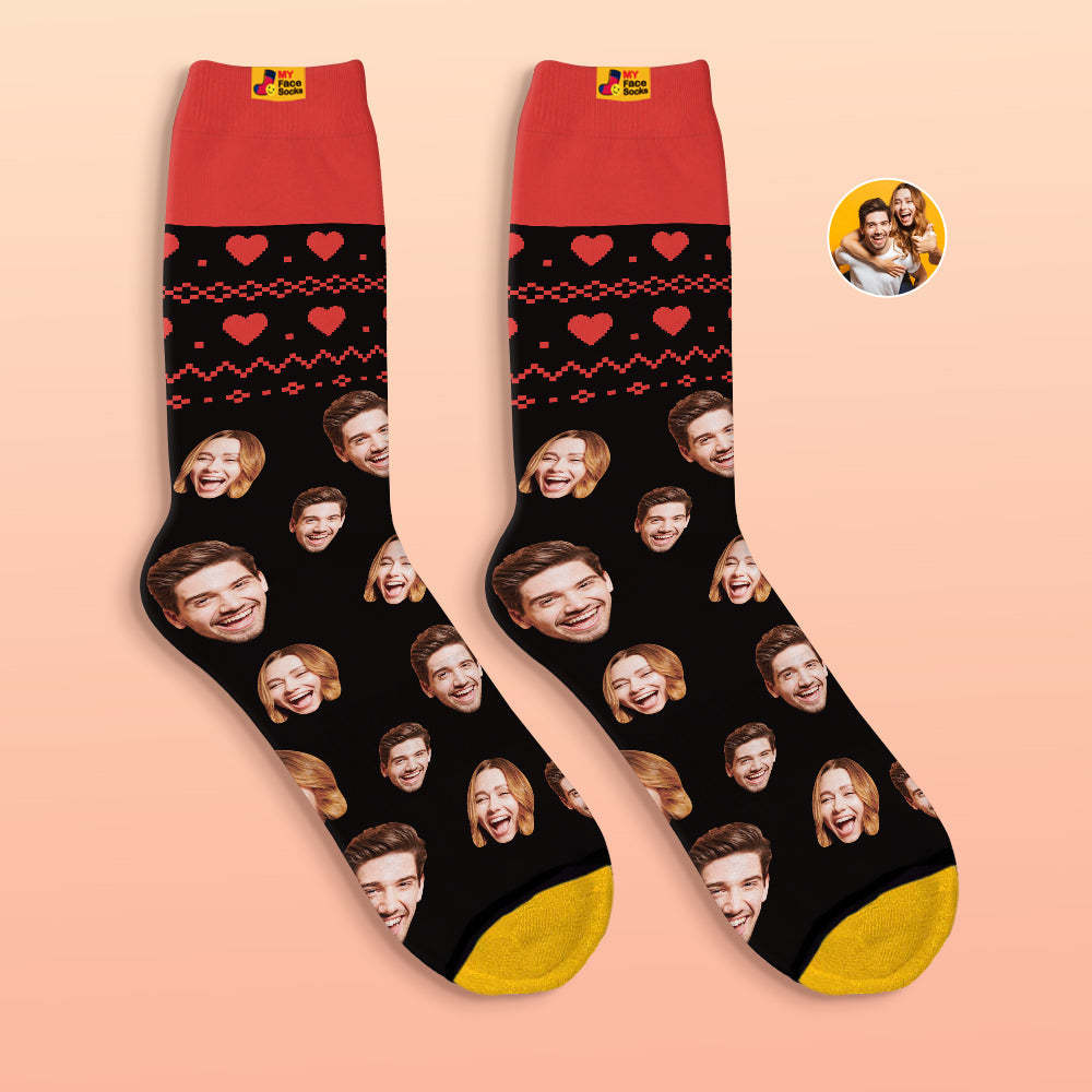 Calcetines Impresos Digitales 3d Personalizados Regalos Del Día De San Valentín Calcetines De Cara Justa De Corazón - MyFaceSocksES