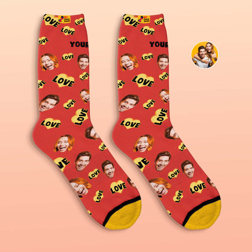 Calcetines Impresos Digitales 3d Personalizados Regalo De San Valentín Love Is Love Face Calcetines - MyFaceSocksES