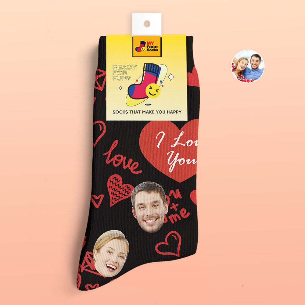 Calcetines Impresos Digitales 3d Personalizados Regalos Del Día De San Valentín I Love You Face Calcetines - MyFaceSocksES