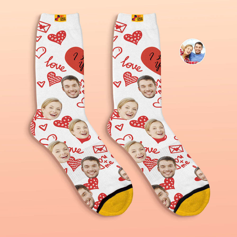 Calcetines Impresos Digitales 3d Personalizados Regalos Del Día De San Valentín I Love You Face Calcetines - MyFaceSocksES