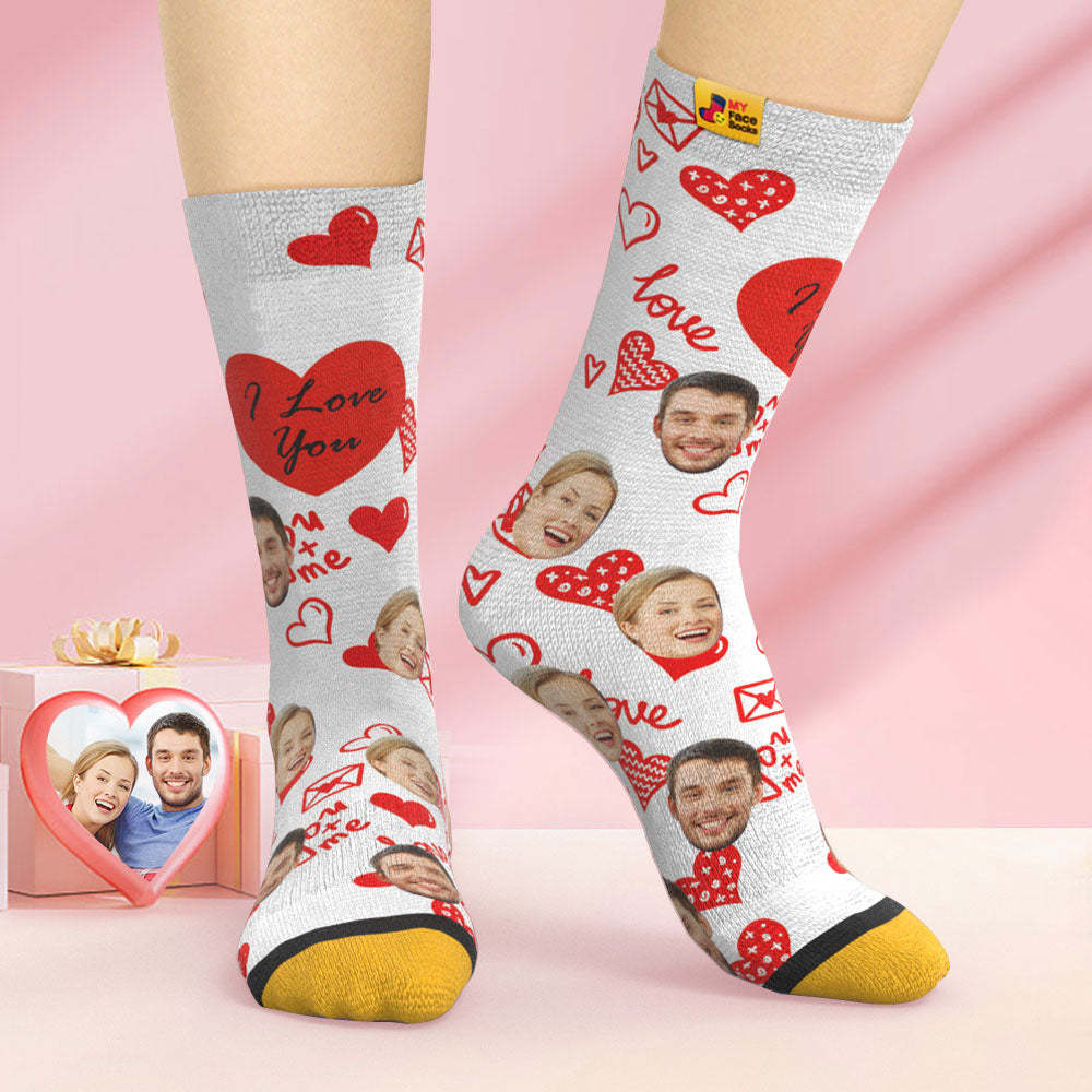 Calcetines Impresos Digitales 3d Personalizados Regalos Del Día De San Valentín I Love You Face Calcetines - MyFaceSocksES