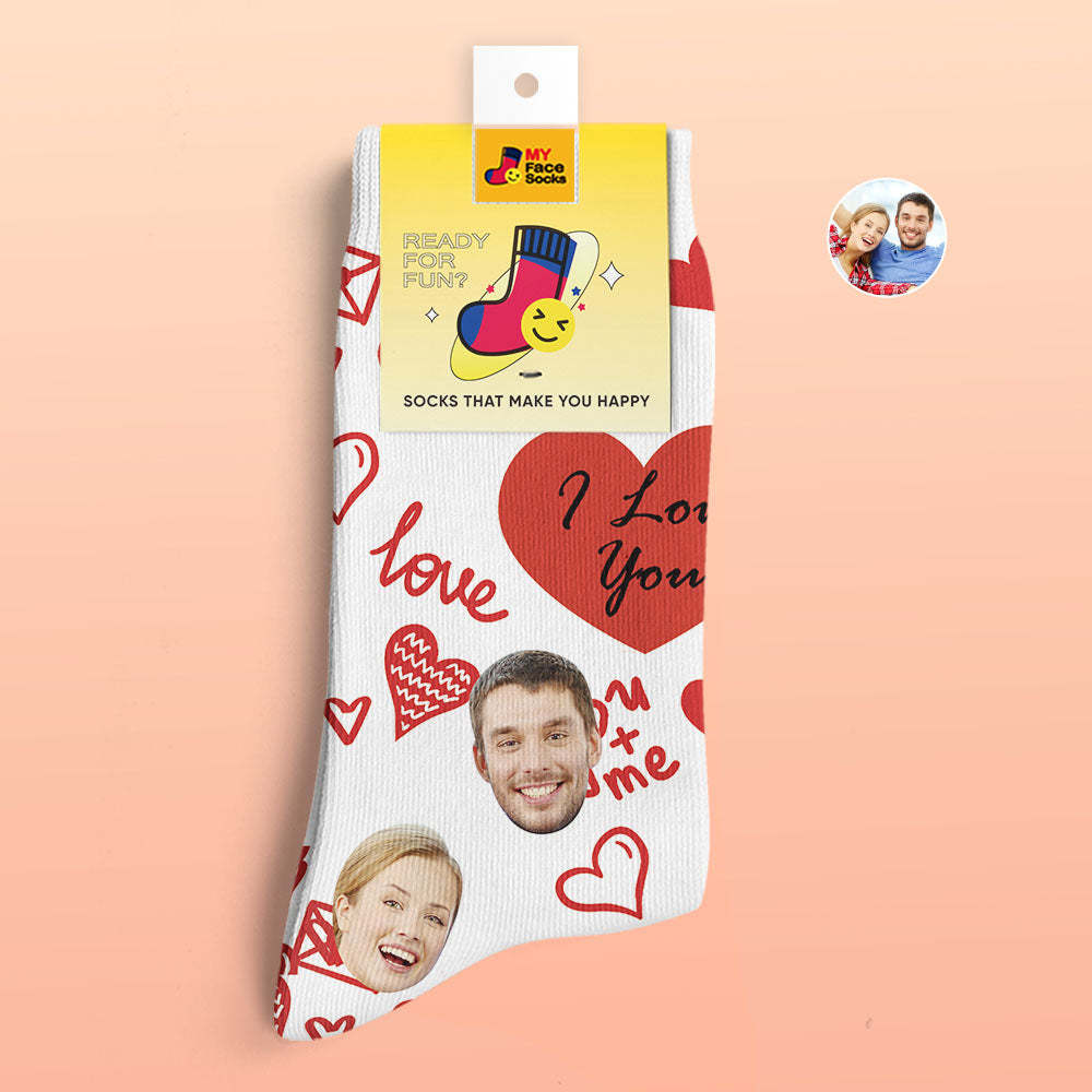 Calcetines Impresos Digitales 3d Personalizados Regalos Del Día De San Valentín I Love You Face Calcetines - MyFaceSocksES
