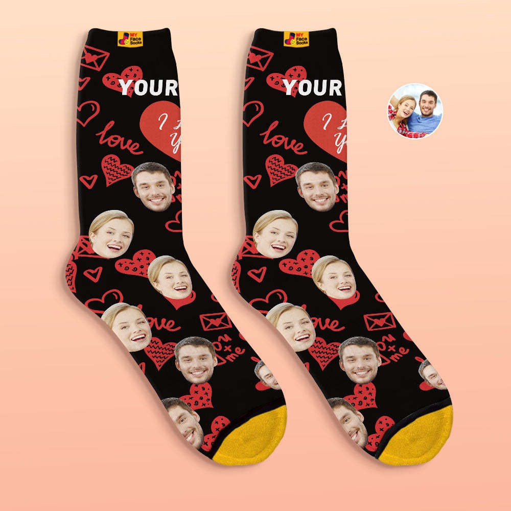 Calcetines Impresos Digitales 3d Personalizados Regalos Del Día De San Valentín I Love You Face Calcetines - MyFaceSocksES