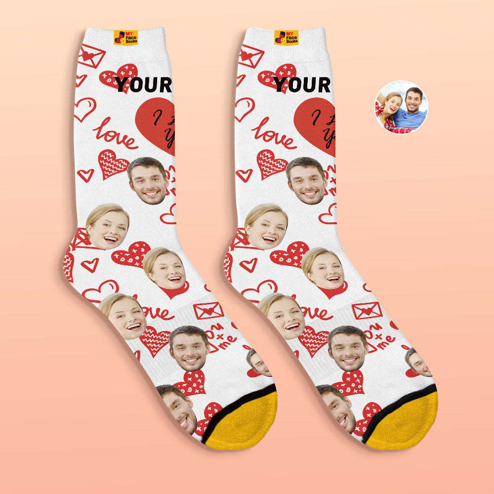 Calcetines Impresos Digitales 3d Personalizados Regalos Del Día De San Valentín I Love You Face Calcetines - MyFaceSocksES