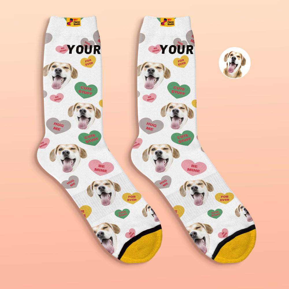 Calcetines Impresos Digitales 3d Personalizados Be Mine For Ever Face Socks - MyFaceSocksES