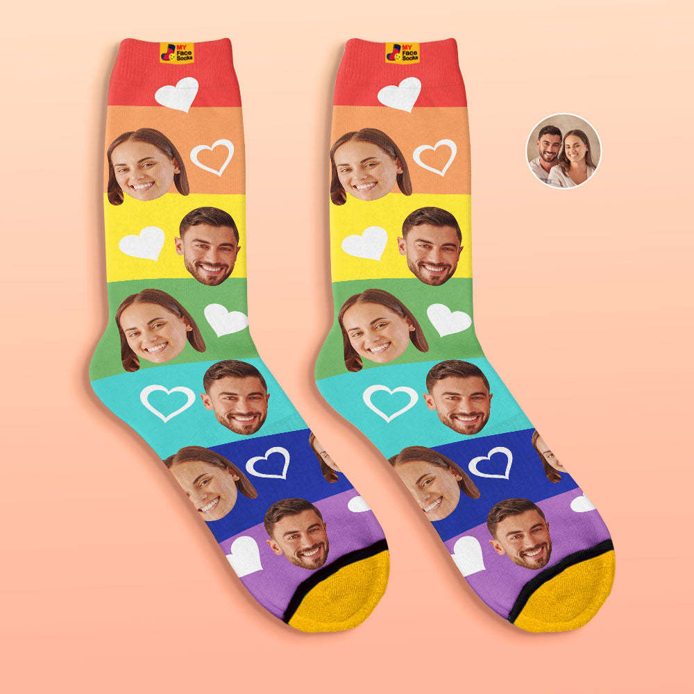 Calcetines Impresos Digitales 3d Personalizados Calcetines De Cara De Pareja Multicolor - MyFaceSocksES