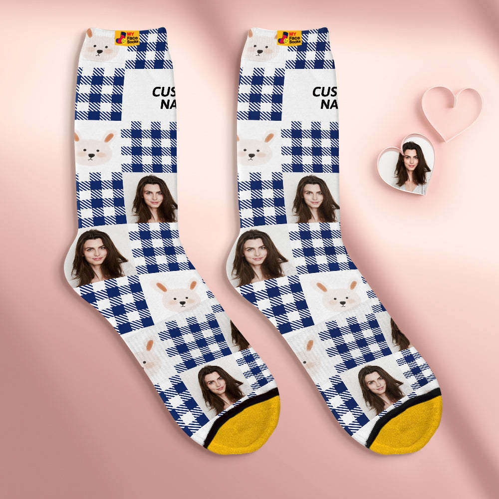 Calcetines Personalizados Para La Cara, Regalos Personalizados Para El Día De La Madre, Calcetines Impresos Digitales En 3d Para Amante-lindo Conejo - MyFaceSocksES