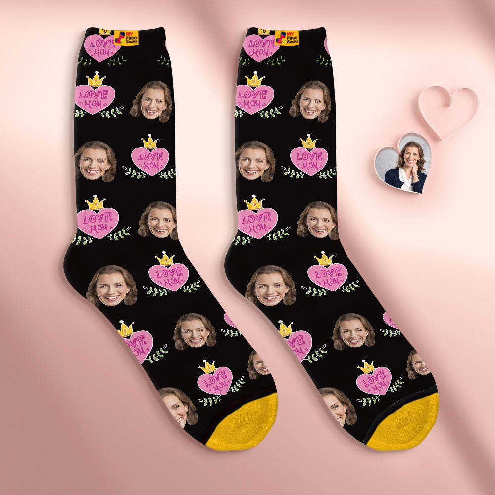 Calcetines Personalizados Para La Cara Regalos Personalizados Para El Día De La Madre Calcetines Impresos Digitales En 3d Love Mom - MyFaceSocksES