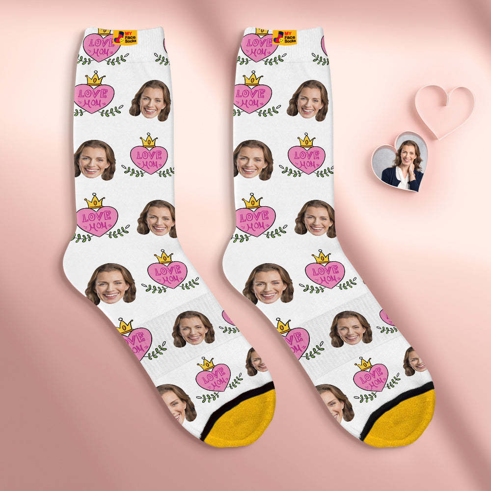 Calcetines Personalizados Para La Cara Regalos Personalizados Para El Día De La Madre Calcetines Impresos Digitales En 3d Love Mom - MyFaceSocksES