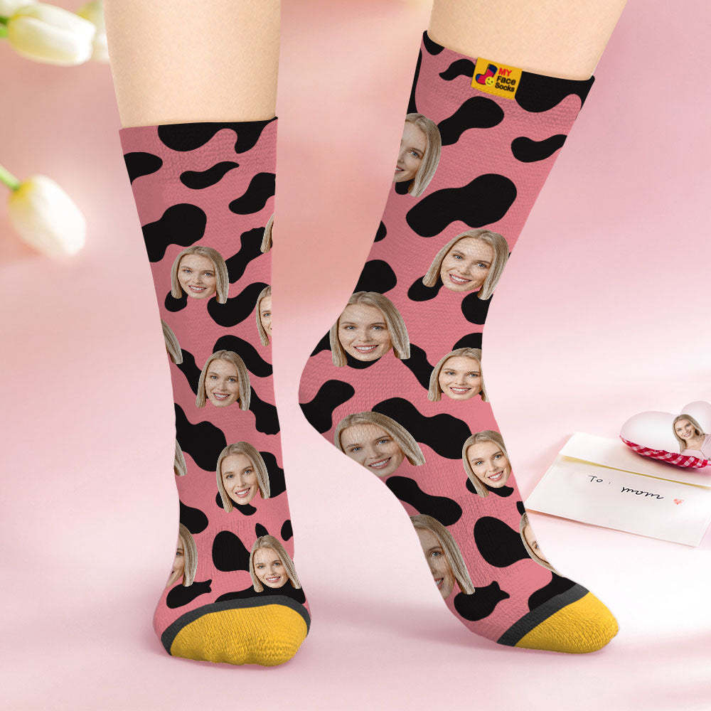 Calcetines De Cara Personalizados Regalos Sorpresa Personalizados Calcetines Impresos Digitalmente En 3d Para Puntos De Vaca Amante - MyFaceSocksES