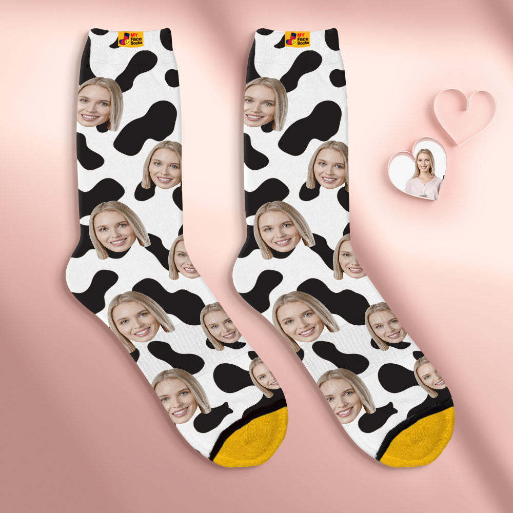 Calcetines De Cara Personalizados Regalos Sorpresa Personalizados Calcetines Impresos Digitalmente En 3d Para Puntos De Vaca Amante - MyFaceSocksES