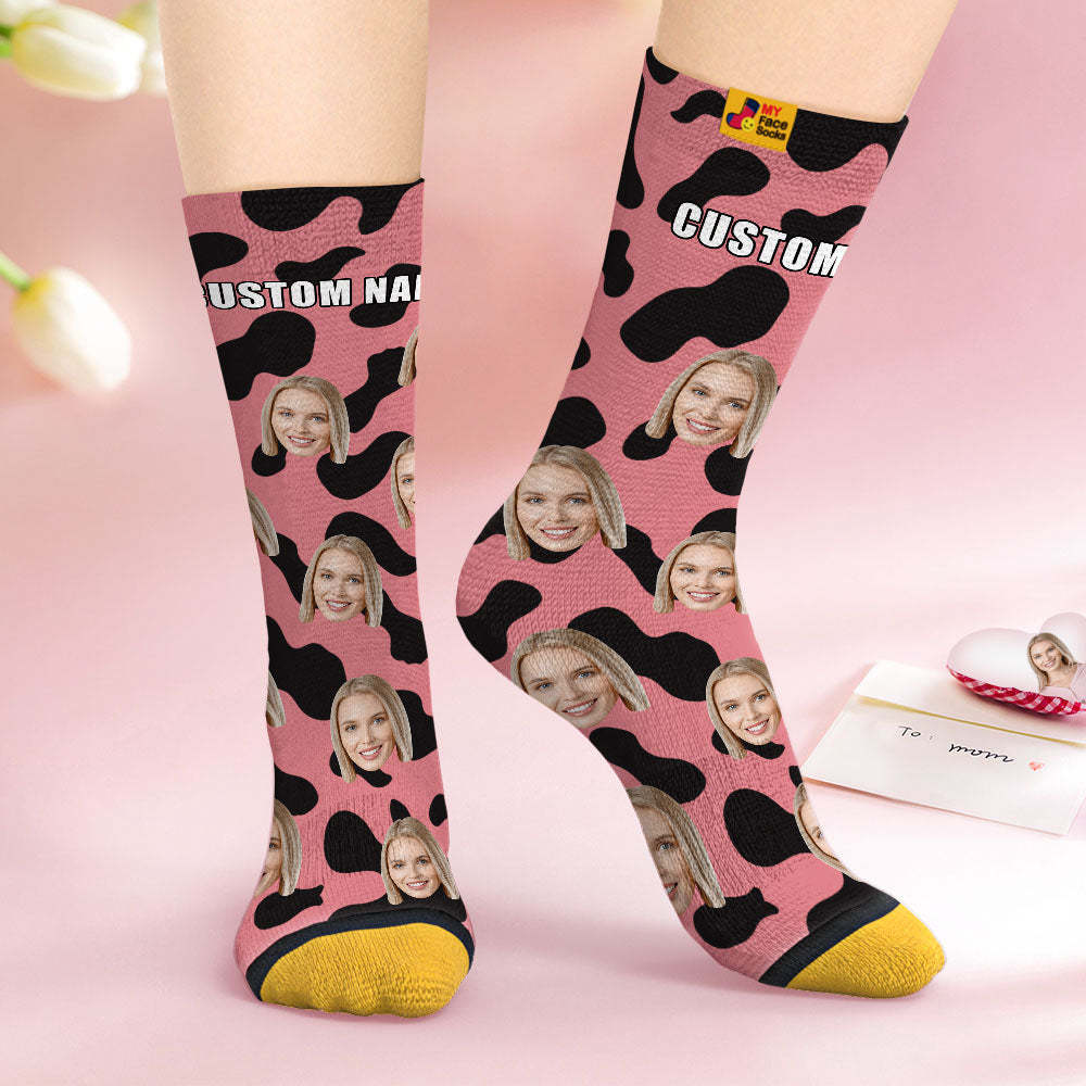 Calcetines De Cara Personalizados Regalos Sorpresa Personalizados Calcetines Impresos Digitalmente En 3d Para Puntos De Vaca Amante - MyFaceSocksES