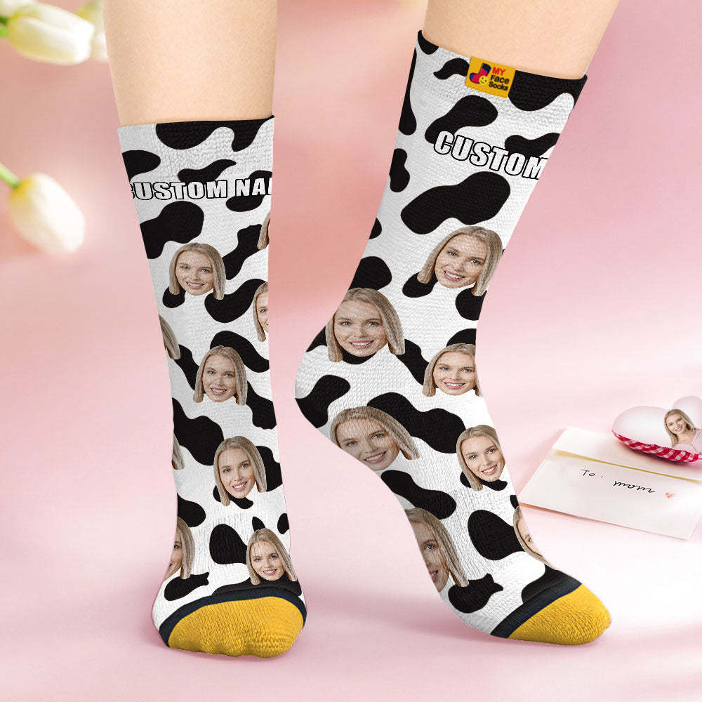 Calcetines De Cara Personalizados Regalos Sorpresa Personalizados Calcetines Impresos Digitalmente En 3d Para Puntos De Vaca Amante - MyFaceSocksES