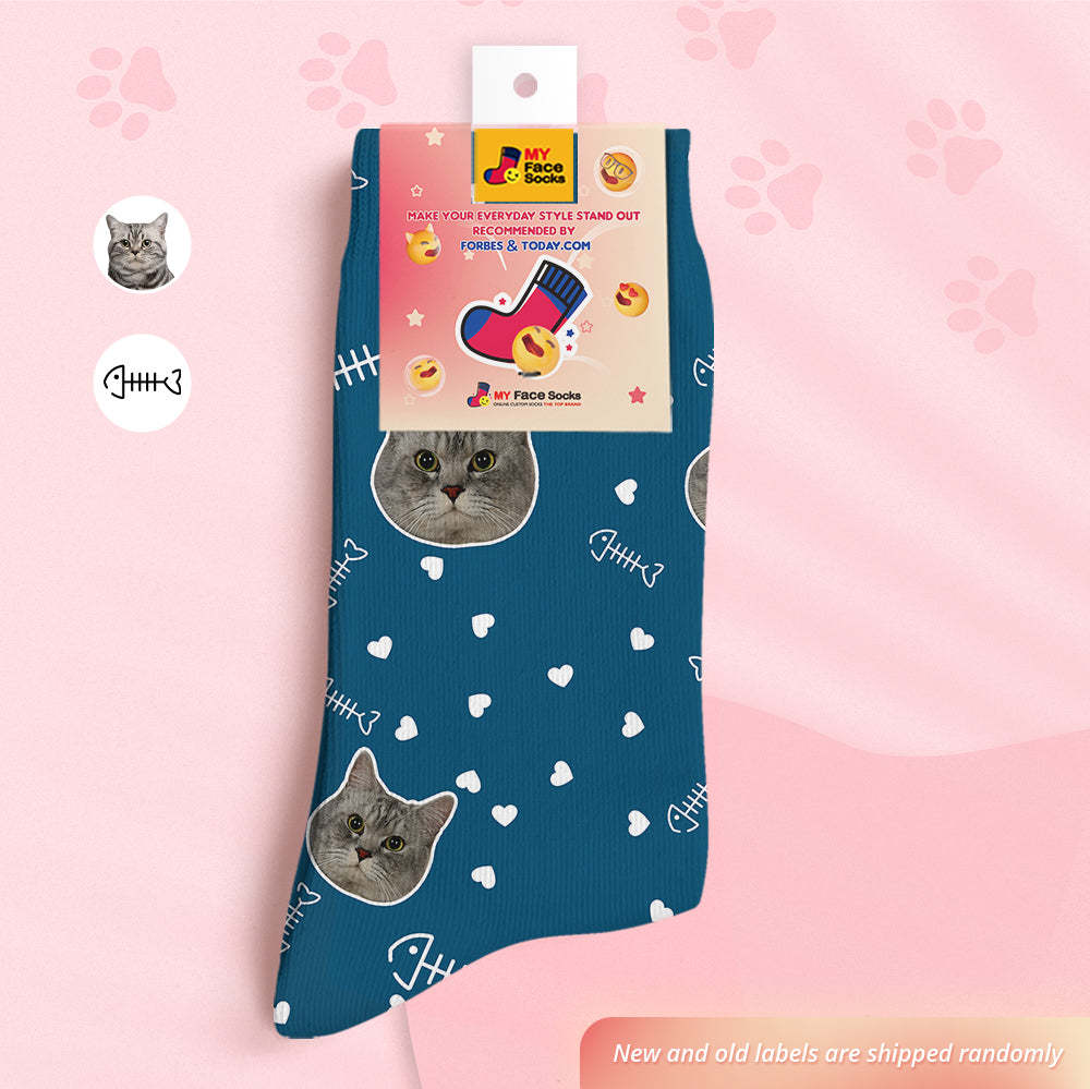 Calcetines De Cara Personalizados Calcetines Impresos Digitales 3d Personalizados-cara De Gato Linda - MyFaceSocksES