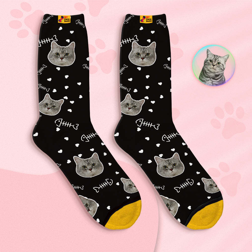 Calcetines De Cara Personalizados Calcetines Impresos Digitales 3d Personalizados-cara De Gato Linda - MyFaceSocksES