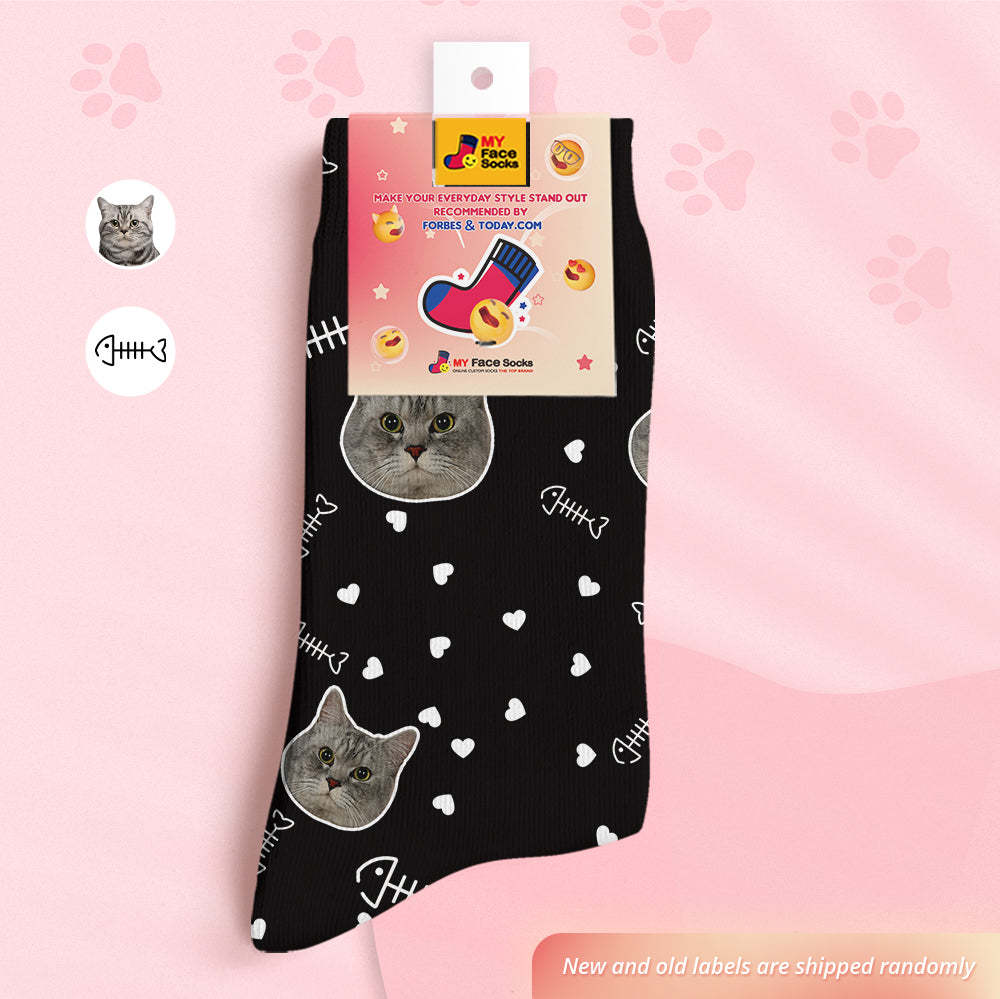 Calcetines De Cara Personalizados Calcetines Impresos Digitales 3d Personalizados-cara De Gato Linda - MyFaceSocksES