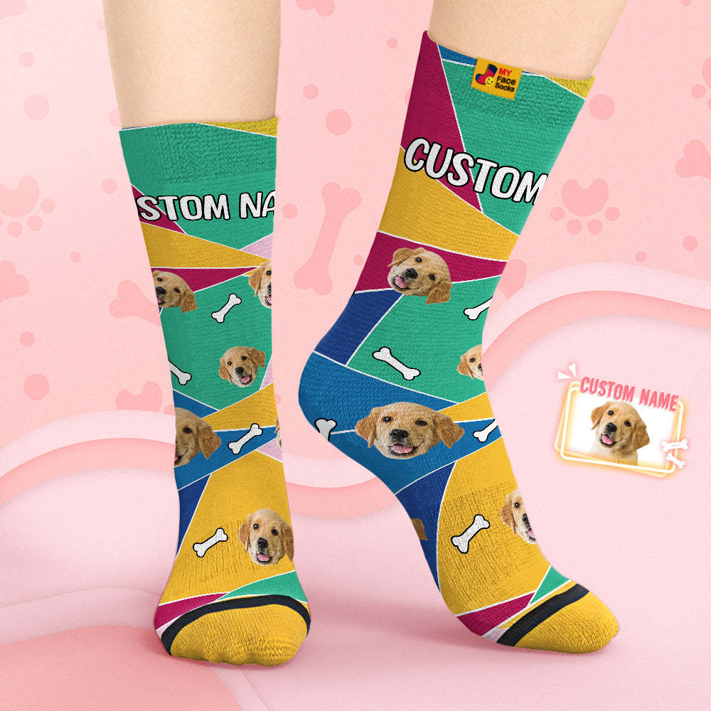 Calcetines De Cara Personalizados Calcetines Impresos Digitales 3d Personalizados Cara De Mascota De Mosaico - MyFaceSocksES