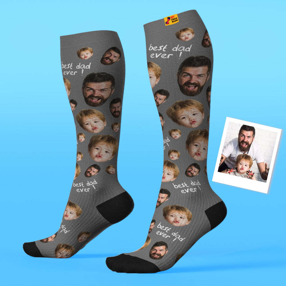Actualización Del Día Del Padre Calcetines De Compresión Hasta La Rodilla Transpirables Personalizados Vista Previa En Línea Agregar Imagen Y Nombre Love Dad - MyFaceSocksES