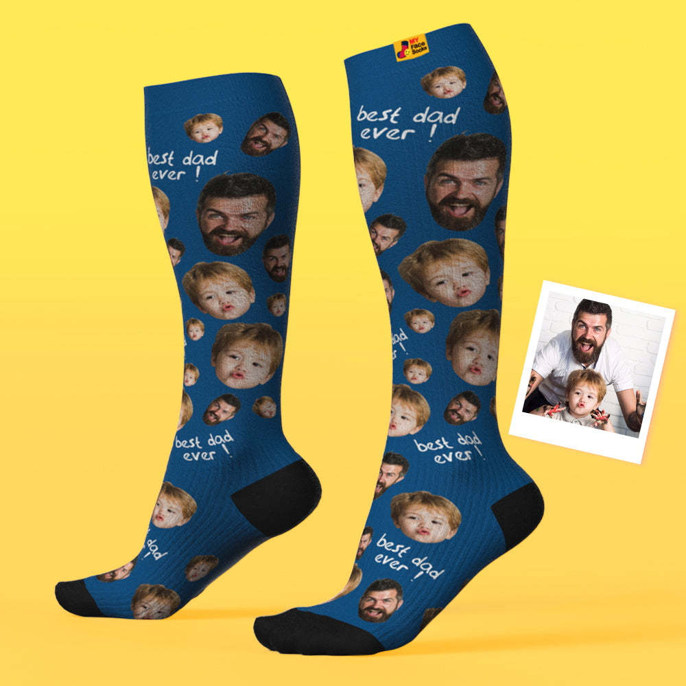 Actualización Del Día Del Padre Calcetines De Compresión Hasta La Rodilla Transpirables Personalizados Vista Previa En Línea Agregar Imagen Y Nombre Love Dad - MyFaceSocksES