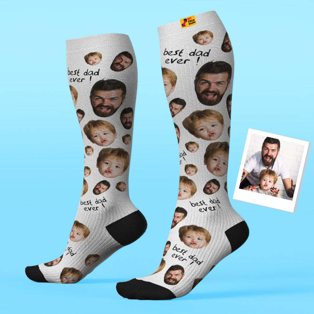 Actualización Del Día Del Padre Calcetines De Compresión Hasta La Rodilla Transpirables Personalizados Vista Previa En Línea Agregar Imagen Y Nombre Love Dad - MyFaceSocksES