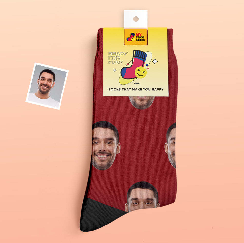 Calcetines Gruesos Personalizados Foto 3d Calcetines Impresos Digitales Otoño Invierno Calcetines Cálidos Coloridos - MyFaceSocksES