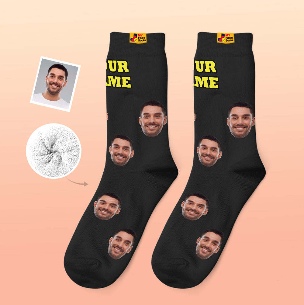 Calcetines Gruesos Personalizados Foto 3d Calcetines Impresos Digitales Otoño Invierno Calcetines Cálidos Coloridos - MyFaceSocksES