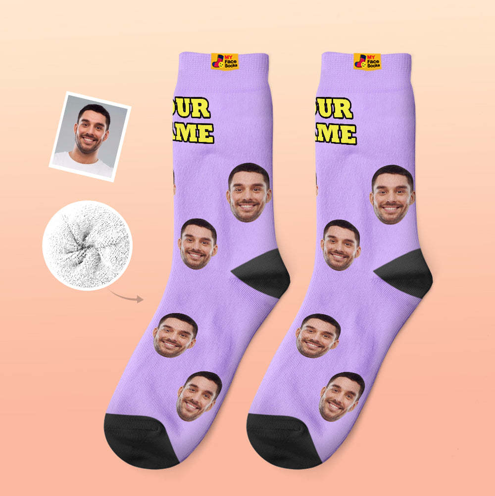 Calcetines Gruesos Personalizados Foto 3d Calcetines Impresos Digitales Otoño Invierno Calcetines Cálidos Coloridos - MyFaceSocksES