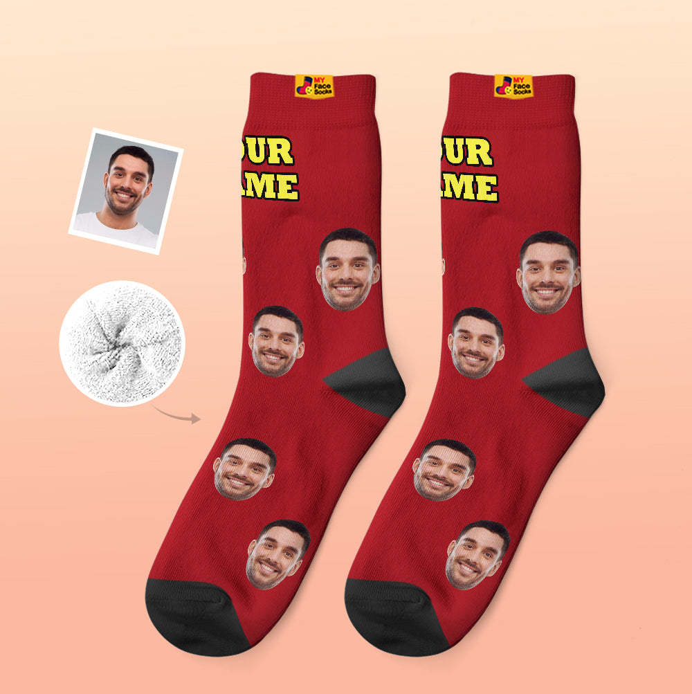 Calcetines Gruesos Personalizados Foto 3d Calcetines Impresos Digitales Otoño Invierno Calcetines Cálidos Coloridos - MyFaceSocksES